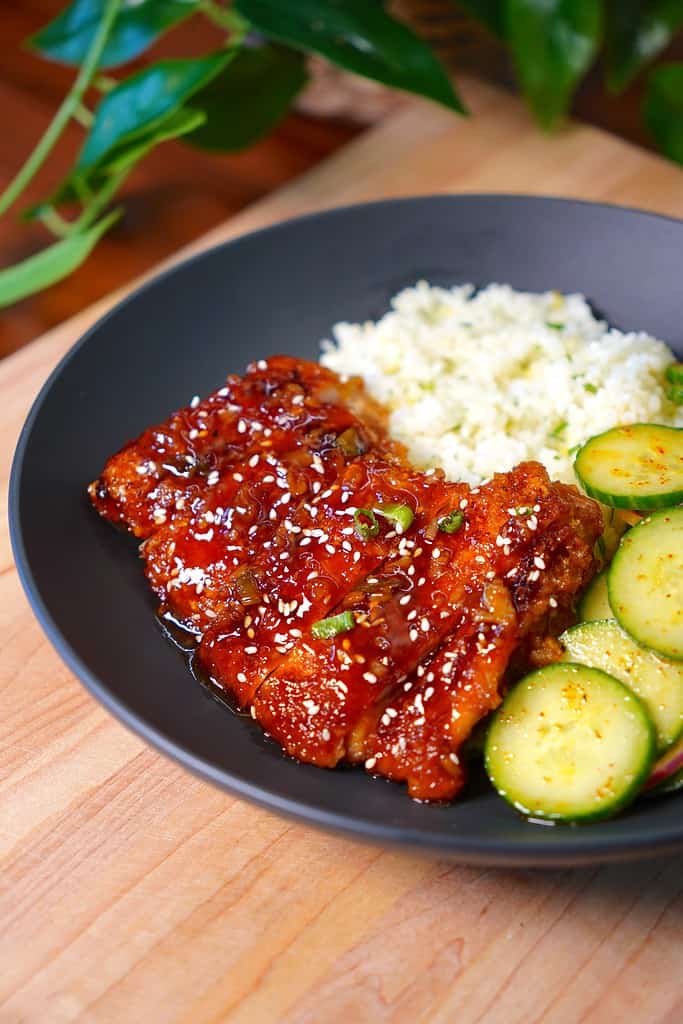 Honey Garlic Lemon Chicken with Cucumber Salad