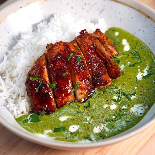 Mustard Green Soup with Chicken and Rice