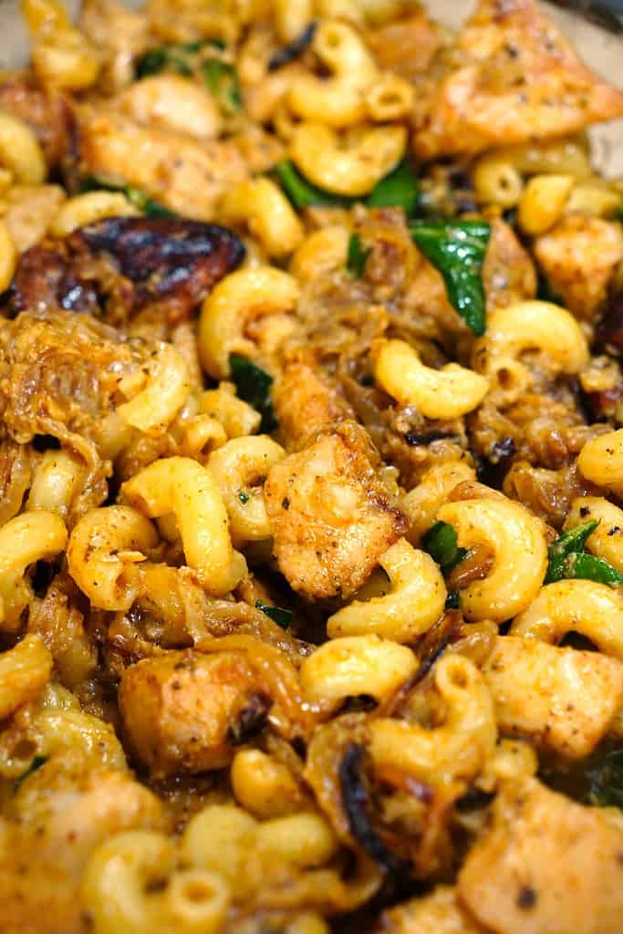 Caramalized Onion Tahini Chicken Pasta