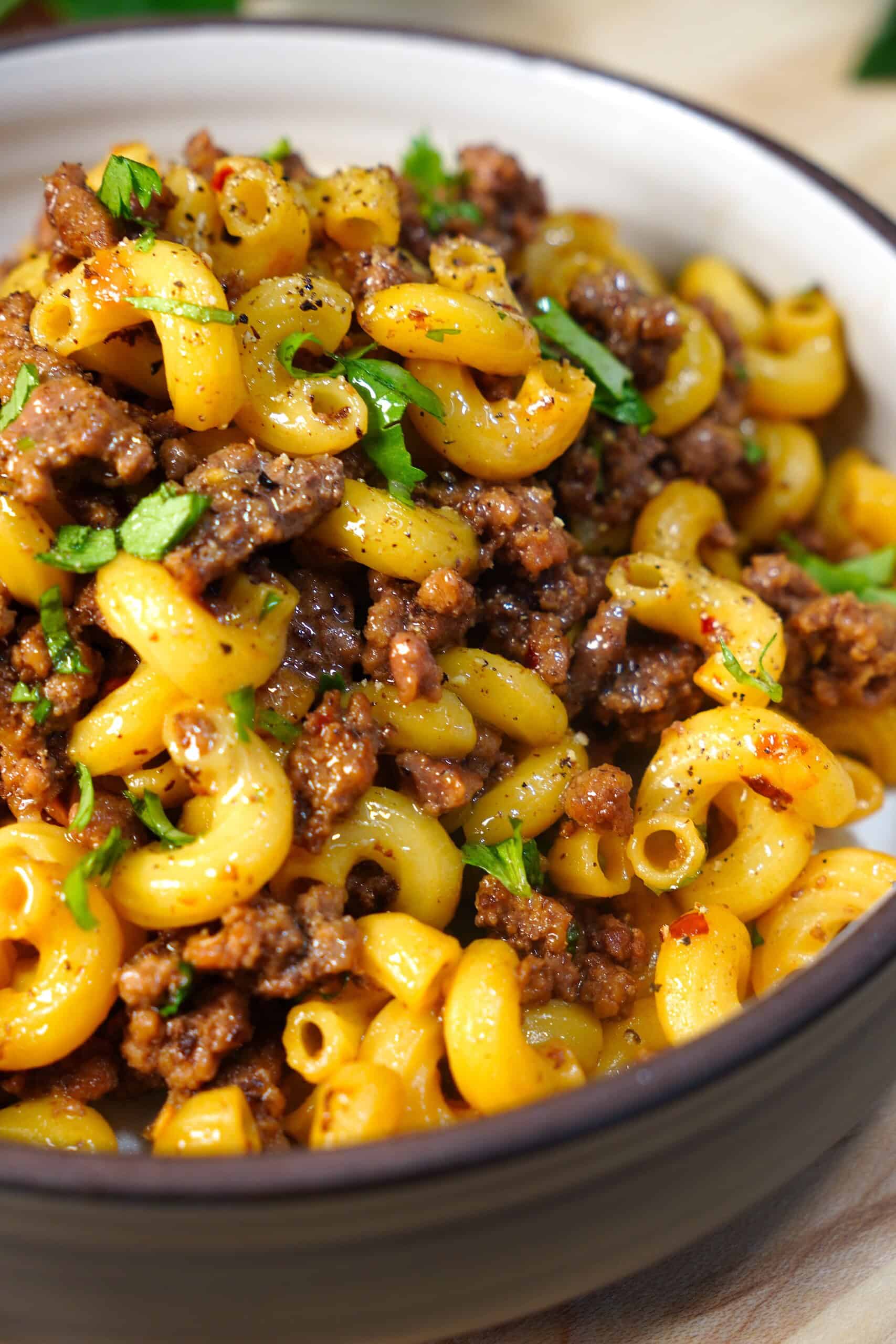 Mongolian Ground Beef with Macaroni