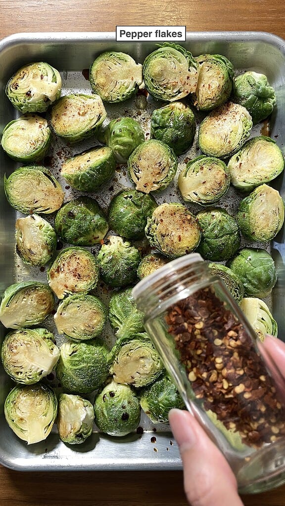 Brussels Spouts Pepper Flakes