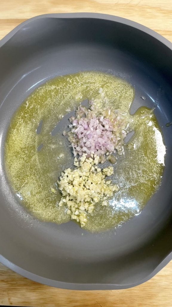 saute garlic & shallot in butter