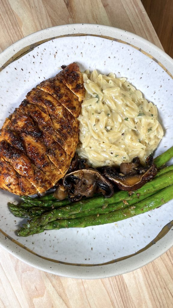 Creamy Orzo with Chicken & Asparagus
