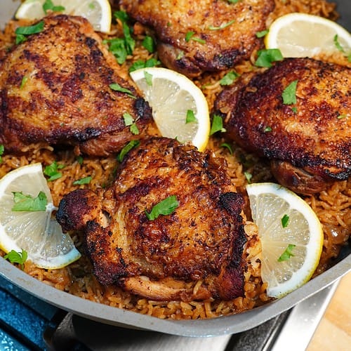 One Pan Garlic Lemon Chicken and Rice